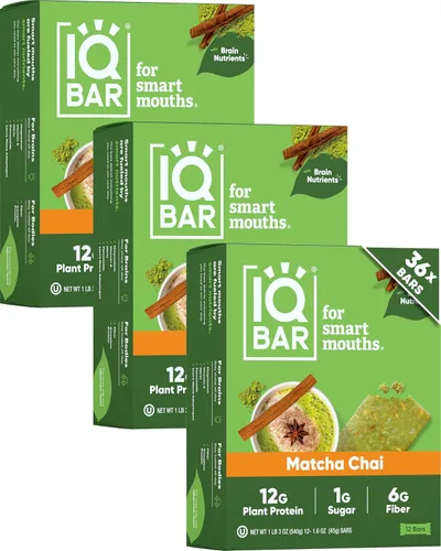 Miniatura 28 de IQBAR - Barras de proteínas para el cerebro y el cuerpo a base de plantas - Banana y nuez - 24 unidades - Keto, veganas, bajas en carbohidratos