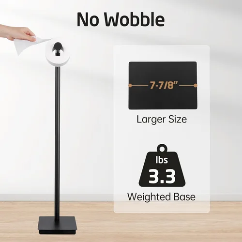 Miniatura 4 de KES Soporte de papel higiénico de 26.2 pulgadas para baño, soporte de papel higiénico de pie libre SUS304 de acero inoxidable negro mate