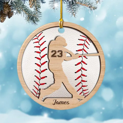 Miniatura 5 de SANDJEST Adorno de béisbol personalizado con nombre y número, adornos de cerámica 2024 para niños, entrenadores, fanáticos del béisbol, ideas
