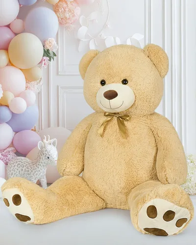 Miniatura 5 de MaoGoLan - Oso de peluche gigante de 52.0 pulgadas, peluche grande color canela con lindo moño y huellas, peluche suave de oso con moño para regalar