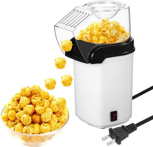 Ciieeo Máquina eléctrica de palomitas de maíz de aire caliente, compacta para el hogar, con tapa de medición, enchufe de 110 V, fácil operación de