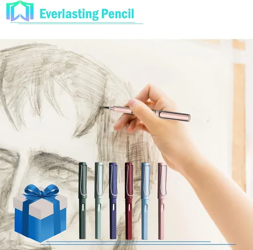 Miniatura 4 de 6 juegos de lápices eternos, bolígrafo infinito, lápices sin afilar para escribir, dibujar, estudiantes, sostenibles para suministros escolares