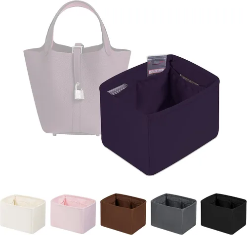 Miniatura 10 de Organizador de bolso para bolsa de lujo, tela de satén ligera y suave con bolsillos, ideal para viajes, compras y uso diario, opciones multicolor