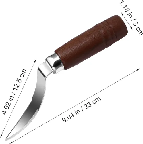 Miniatura 5 de DOITOOL Herramienta de eliminación de carne de coco cuchillo raspador de coco fresco de acero inoxidable con mango ergonómico de madera