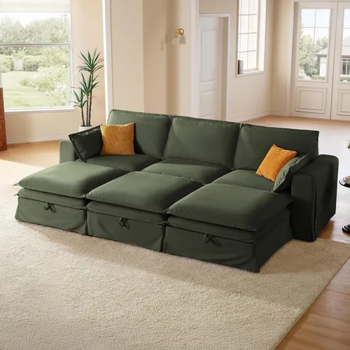 Miniatura 18 de Sofá modular lavable de gran tamaño de 89 pulgadas, sofá nube con funda totalmente extraíble, sofás seccionales para sala de estar, tela