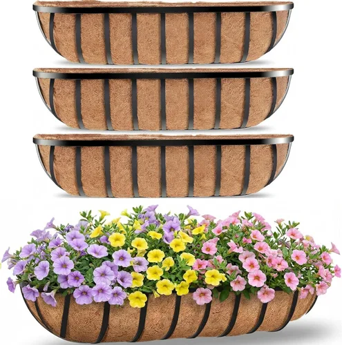 Miniatura 11 de HFHOME Paquete de 2 macetas de barandilla de 24 pulgadas, macetas de ventana resistentes, macetas ajustables para balcón para colgar barandillas