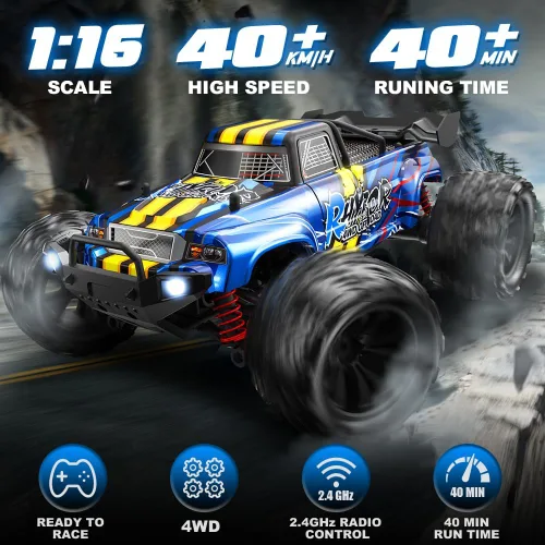 Miniatura 2 de Autos RC a escala 1:16 para adultos, auto de control remoto rápido de 40 KPH, autos RC de hobby para niños a partir de 8 años, camioneta RC 4x4