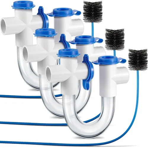 Trampa de condensado estándar de 3/4 pulgadas con cepillo de limpieza, trampa en U de PVC para sistemas HVAC, aire acondicionado, drena eficazmente