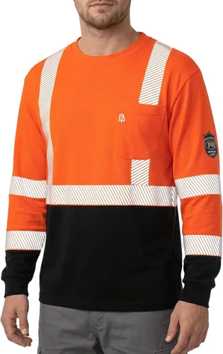 Miniatura 6 de BOCOMAL FR Tee Shirts High Visibility/Hi Vis Flame Resistant/Fire Retardant Shirt 7oz Reflective Hombres Seguridad Camisas Camiseta naranja/negra/Hi
