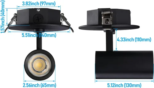 Miniatura 7 de LEONLITE Foco de techo LED regulable de 5 colores con caja de conexiones incluida, foco ajustable CRI90, luces LED direccionales IP65