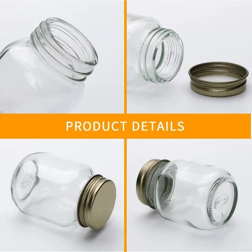 Miniatura 3 de Mini tarros de miel de vidrio, tarros de vidrio de 2 onzas con tapas, paquete de 48 tarros pequeños con cubos de madera, mini botellas transparentes
