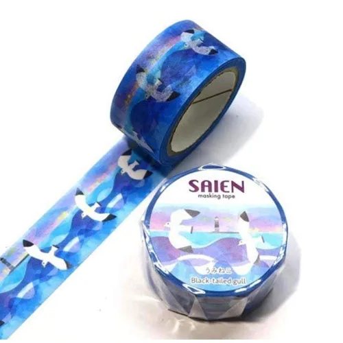 Kamiiso Cinta Washi de pájaro de gaviota de 0.787 in Saien para álbumes de recortes, diario, álbum de fotos DIY