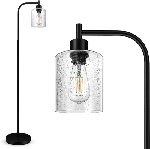Miniatura 12 de Lámpara de pie regulable BoostArea, lámpara de pie con pantalla de vidrio, bombilla LED de 6 W incluida, lámpara de pie moderna, lámpara LED Vidrio
