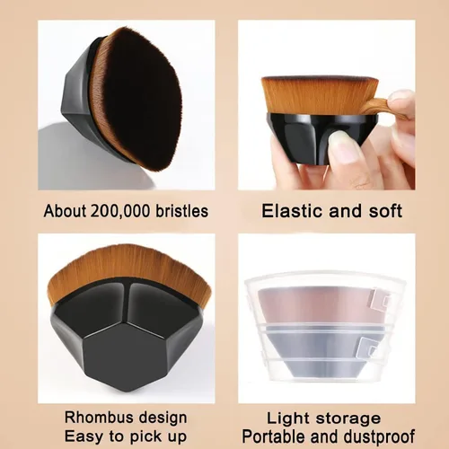 Miniatura 8 de Brochas para Base De Maquillaje, Cepillo De Maquillaje Con Tapa Plana con Estuche de Almacenamiento, Cepillo de Base Kabuki de parte superior plana