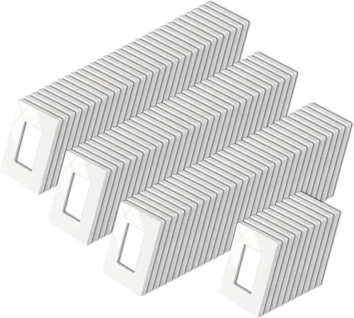 Miniatura 8 de Paquete de 50 placas BESTTEN de pared sin tornillos de 1 banda, USWP4 brillante blanco roto, cubierta de salida de decorador, placa frontal