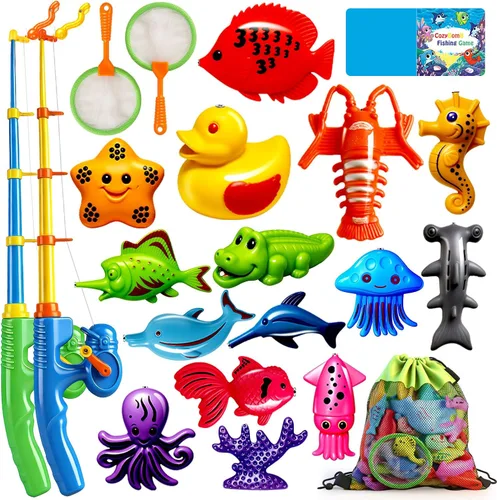 Miniatura 12 de CozyBomB™ Juego de juguetes magnéticos de pesca para niños Juego de mesa de agua para bañera, piscina infantil, fiesta en la piscina, caña