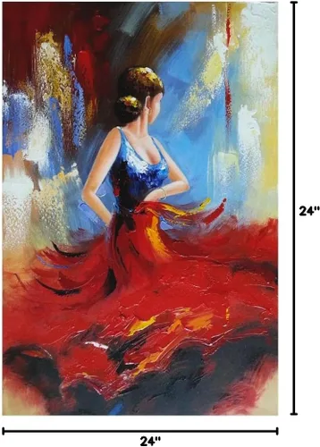 Miniatura 6 de Wieco Art Falda voladora abstracta bailando gente al óleo sobre lienzo, arte de pared para sala de estar, dormitorio, decoración del hogar