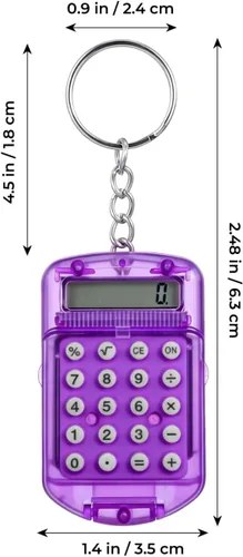 Miniatura 2 de NUOBESTY Mini calculadora de 3 piezas, calculadora de bolsillo pequeña con llavero, herramienta electrónica portátil de 4 funciones para escuela