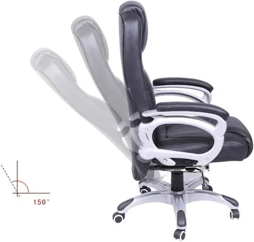 Miniatura 5 de Silla de escritorio de oficina con respaldo medio con acolchado de cuero y reposabrazos, silla ergonómica para juegos de computadora para uso Blanco