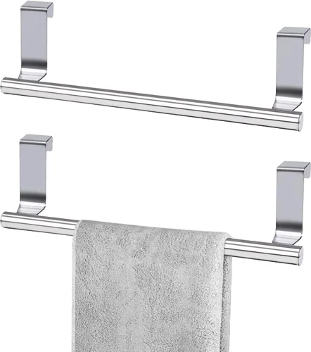 Toallero para puerta de gabinete, toallero de cocina para gabinete, soporte para toallas de cocina de acero inoxidable, colgador de toallas de mano