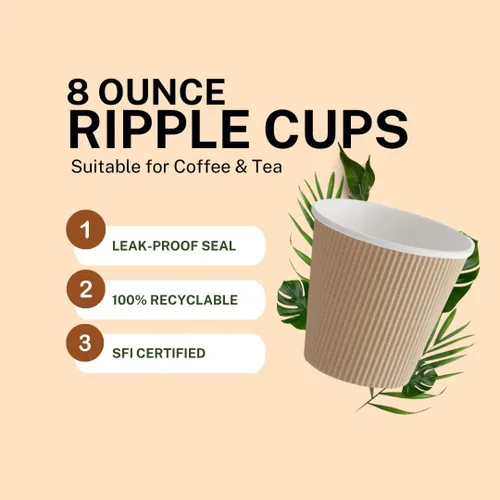 Tazas de papel Ripple para café y té, fabricadas en Estados Unidos, a granel para el hogar, oficina, restaurantes y cafeterías, vasos reciclables,