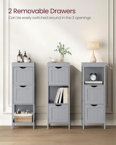 Miniatura 4 de VASAGLE - Gabinete de piso de baño, organizador de almacenamiento de baño, unidad de esquina multifuncional, 2 cajones, 35 pulgadas de altura, gris