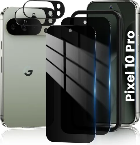 Miniatura 11 de Paquete de 2+2 para Google Pixel 10 Pro XL Protector de pantalla de privacidad y protector de lente de cámara, compatible con desbloqueo por huellas