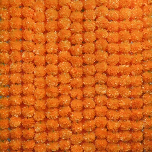 5 guirnaldas de caléndula para decoración, flores artificiales de caléndula de 5 pies, decoraciones Diwali para el hogar, cabezas de caléndula