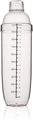 Miniatura 10 de Coctelera de plástico, mezclador de bebidas, agitador manual con taza y escalas, transparente (10 oz / 300cc)