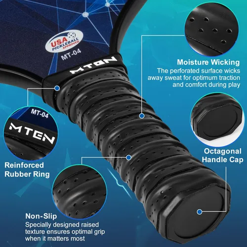 Miniatura 4 de Pickleball Paddles Set of 2 or 4, or Single Paddle – USAPA Approved Fiberglass Surface Pickleball Rackets Set for Men & Women Negro y azul*4