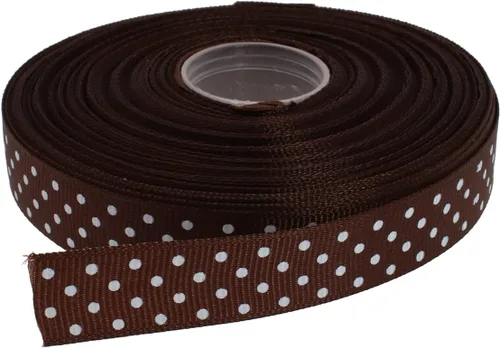 Miniatura 44 de Cinta de grogrén de lunares de 25 yardas cada rollo 100% poliéster (1 pulgada, beige)