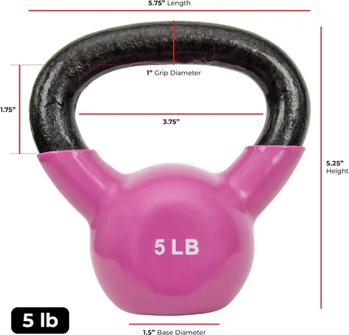 Miniatura 7 de Pesa rusa con revestimiento de vinilo Sunny Health & Fitness para entrenamiento de fuerza y ejercicio de balanceo - En 5, 10, 15, 20, 25 libras