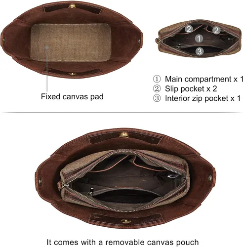 Miniatura 3 de S-ZONE Mochila de piel auténtica para mujer, con estilo retro, estilo vintage