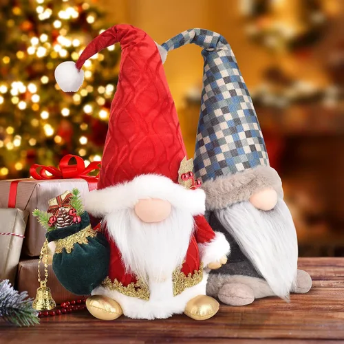 Miniatura 5 de Decoraciones navideñas de gnomo artesanal – Figura de Gonk nórdico de gran tamaño de 18 pulgadas, bonita decoración escandinava del enano Tomte