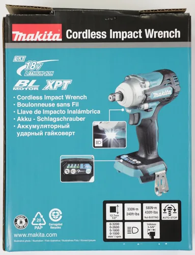 Miniatura 14 de Makita DTW300Z Li-ion LXT Llave de impacto inalámbrica sin escobillas, baterías y cargador no incluidos, 18 V
