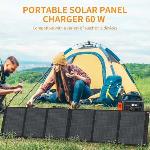 Miniatura 6 de Panel solar portátil – Paneles solares plegables de 60W con USB de 5V y DC de 18V para camping, teléfono móvil, tablet y dispositivos de 5-18V
