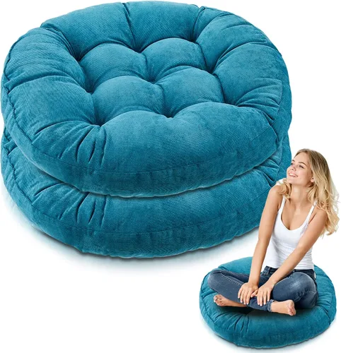 Miniatura 7 de Almohadas de suelo Jerify 22 x 22 Pulgadas Redondas Cuadradas Grandes Almohada de meditación para piso para aula Meditación para adultos Almohada