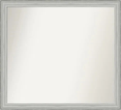 Miniatura 195 de Amanti Art Espejo de baño plateado para sobre fregadero, 25 x 25 pulgadas, espejo de tocador cuadrado estrecho de níquel cepillado, marco de madera