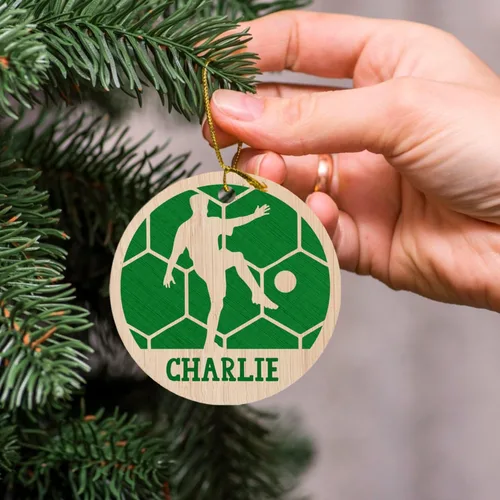 Miniatura 4 de Adorno de Navidad de balón de fútbol, adorno de fútbol personalizado con nombre, adorno de jugador de fútbol personalizado para árbol de Navidad