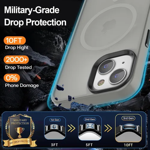 Miniatura 57 de Fuerte magnético para iPhone 11, compatible con Magsafe, [resistente a caídas de 13 pies] Funda trasera translúcida mate con sensación de piel