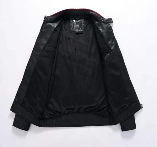 Miniatura 5 de Traje de carreras de motocicleta de cuero de motocicleta de cuello alto para hombre, chaqueta de cuero de simulación de PU de bloqueo