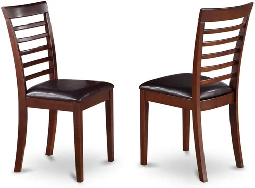 Miniatura 4 de East West Furniture MLC-MAH-C Milan - Sillas de comedor - Sillas de madera tapizadas de tela de lino, juego de 2, caoba
