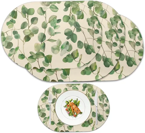 Miniatura 65 de Blue Flower Dining Table Mats Set of 2 Hummingbird Heat Resistant Placemats Washable and Wipeable Non Slip Place Mat, Waterproof Modern Dining Table