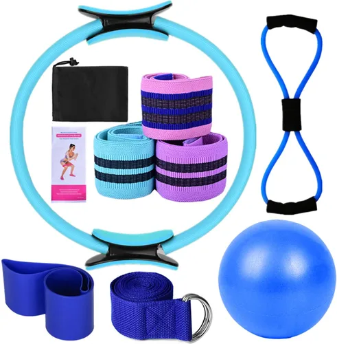 Miniatura 12 de Karlak Conjuntos de yoga para mujeres, equipo de pilates en casa, anillo mágico de pilates, bandas de botín para entrenamiento de glúteos, pelota