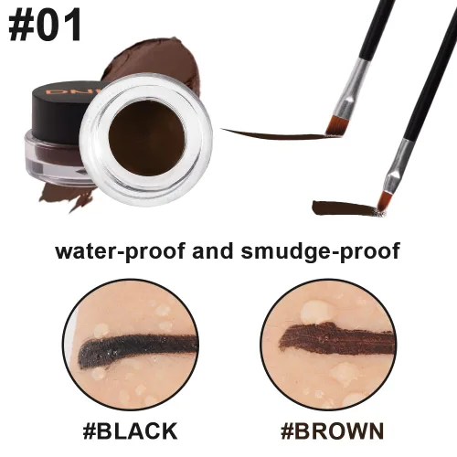 Miniatura 6 de evpct Delineador de ojos de gel negro y marrón 2 en 1, impermeable, a prueba de manchas, para Waterline, juego de pomadas de crema de cejas