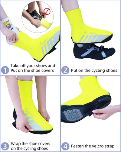 Miniatura 5 de Sportneer Fundas para zapatos cilíndricos, calentadores térmicos de invierno, cubierta de botas, neopreno impermeable y resistente al viento
