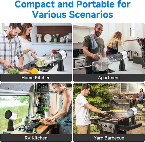 Miniatura 7 de AMZCHEF Campana extractora portátil, ventilador de escritorio de 3 velocidades para barbacoa interior y olla caliente, campana de ventilación