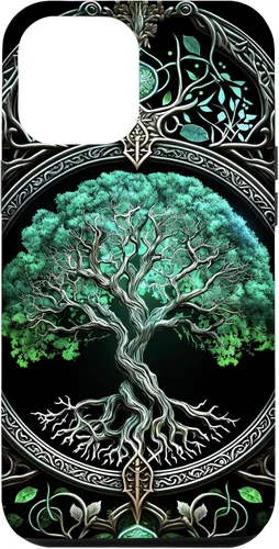 Miniatura 25 de Funda para iPhone 11 Pro Max Tree Of Life Yoga espiritual celta vikinga, verde y negro