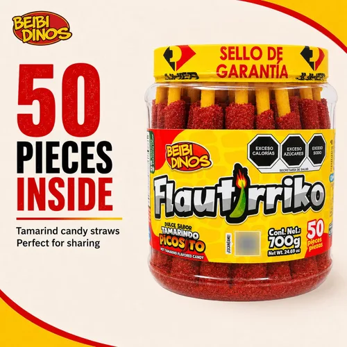 Miniatura 3 de Flautirriko Tarugos Tamarindo Candy Sticks 50 piezas 19.40 oz Always Fresh