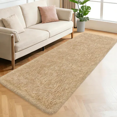 Miniatura 2 de Alfombras de pasillo beige de 2 x 6 pies para dormitorio, sala de estar, alfombra de felpa suave y esponjosa, alfombra de pasillo para pasillos